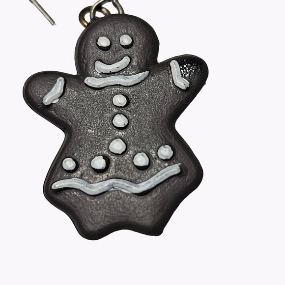 Gingerbread Man Cookie Dangle Earrings Christmas Holiday Fashion Jewelry Women - Picture 3 of 4